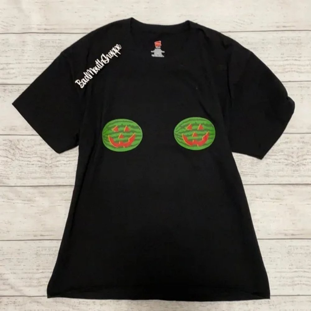 *Backstitch Bruja Watermelon Summerween Pumpkin Jack-O-Lantern Chi-Tees T-Shirt